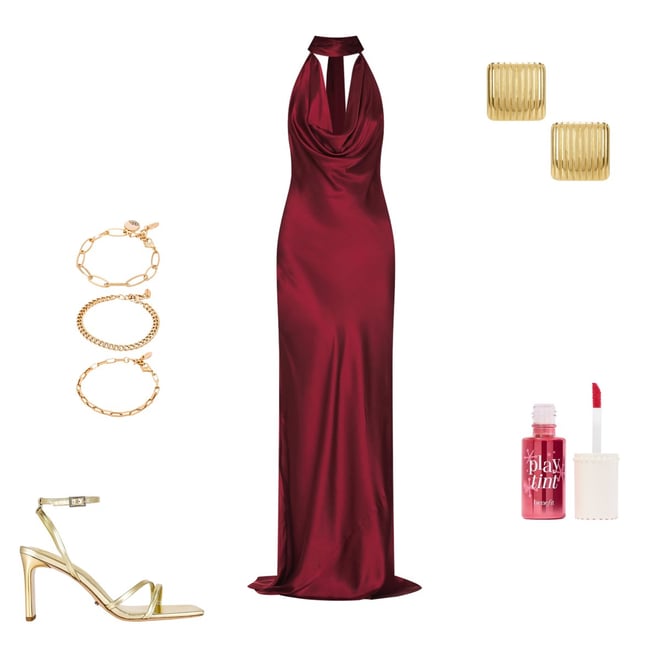 strapless open back dress Wine Hand Embroidered Princess Gown