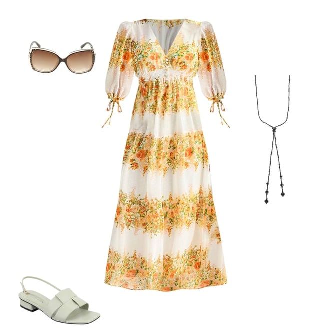 chinese dress ladies Floral Maxi Dress with Long Sleeves - Helena main image 0