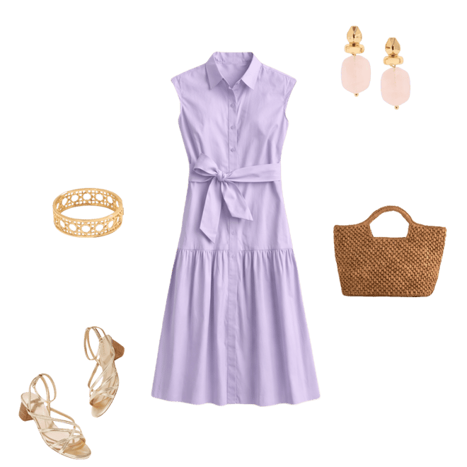 Poplin Drop Waist Midi Dress | Talbots