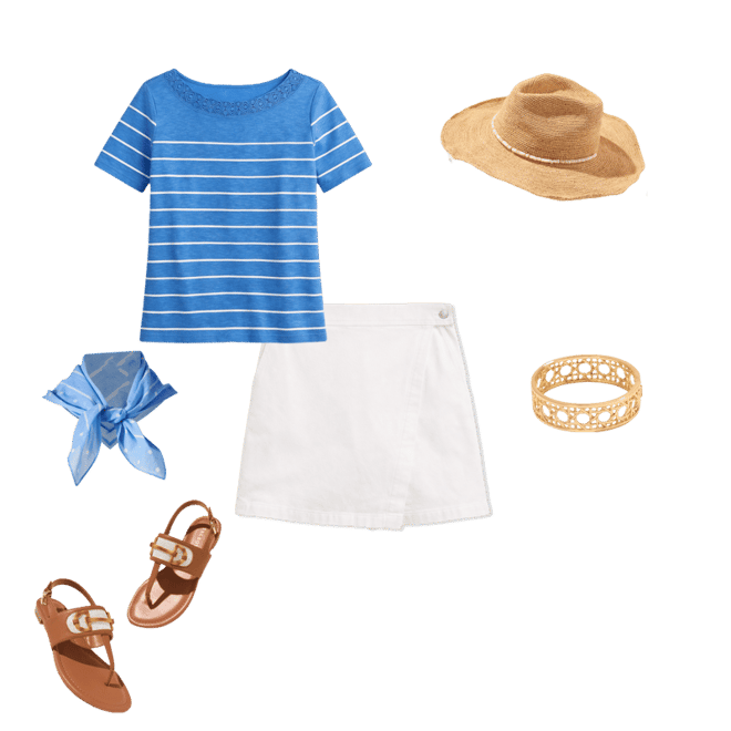 Crochet Trim Bateau Neck Tee - Stripe | Talbots