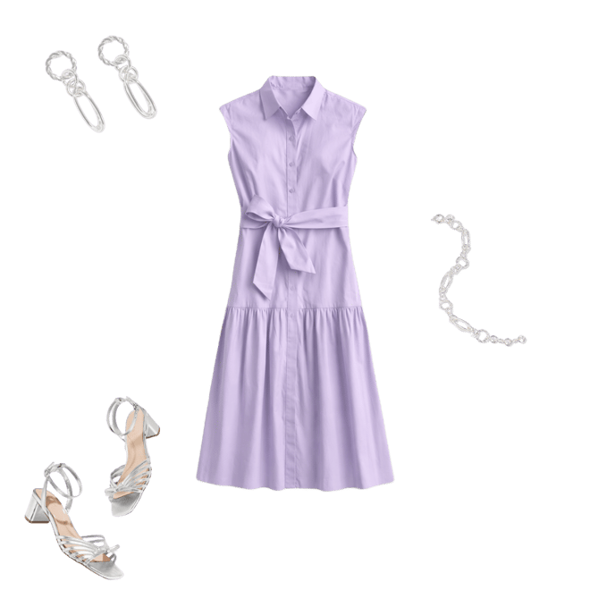 sachin and babi light blue dress Poplin Drop-Waist Maxi Dress