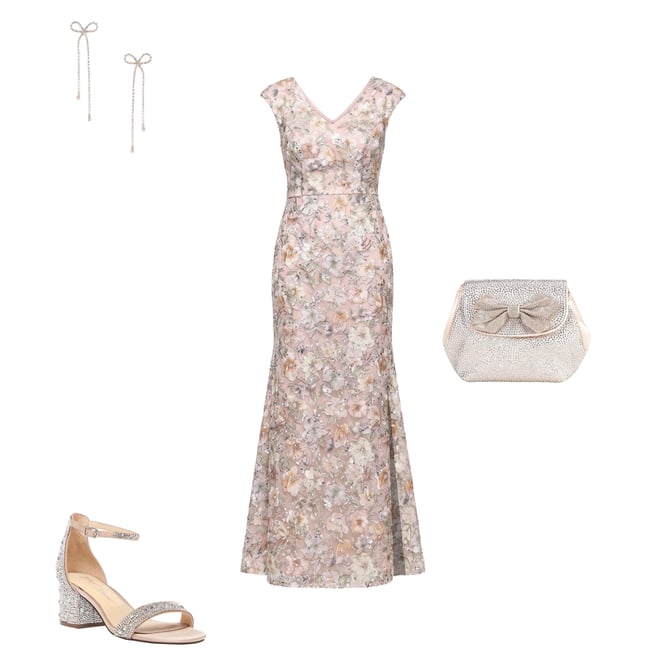 alex evenings floral embroidered dress Alex Evenings Emily Embroidered Fit and Flare Dress ROSE GOLD / 20 main image 1