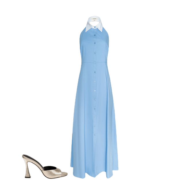 light blue dress white collar 1960s Style Dress with Collar in Blue