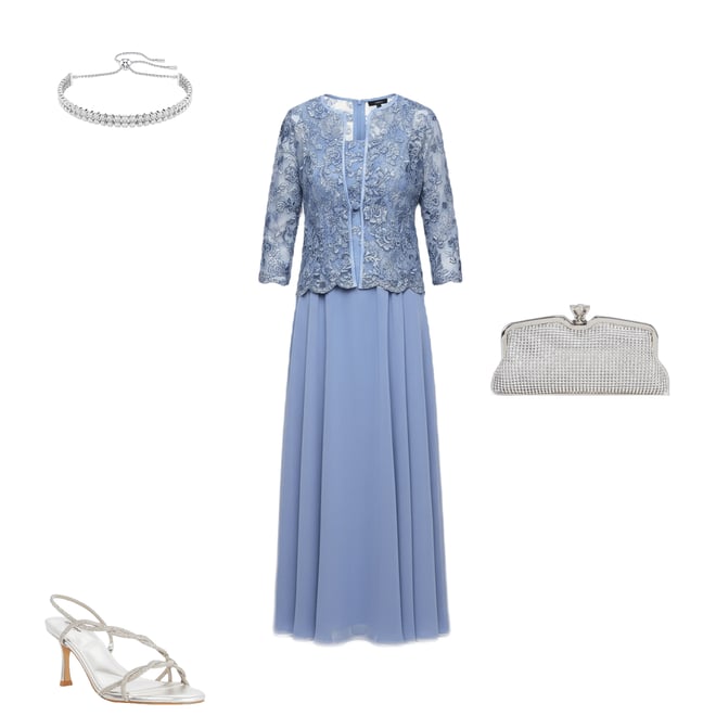 alex evenings embroidered jacket dress Alex Evenings V-Neck Embroidered Dress with Godet Detail Skirt and Shawl TAUPE / 16 main image 1