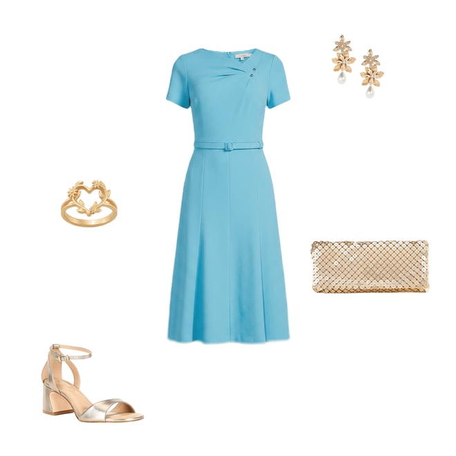 Calvin Klein Asymmetrical Neck Short Sleeve Belted Scuba Crepe Midi Dress |  Dillard's