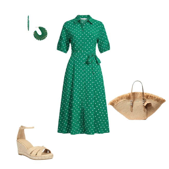 Calvin Klein Polka Dot Short Sleeve Midi Dress | Dillard's