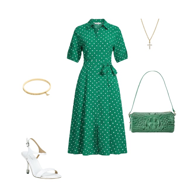 Calvin Klein Polka Dot Short Sleeve Midi Dress | Dillard's