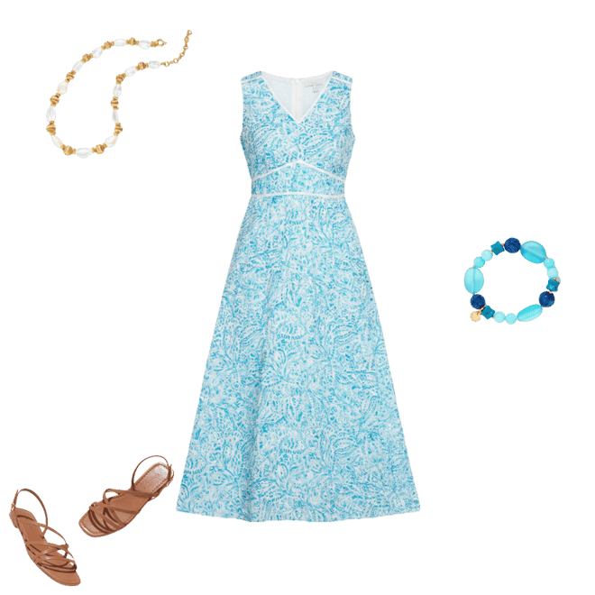 Voile Fit & Flare Dress - Watercolor Medallion | Talbots
