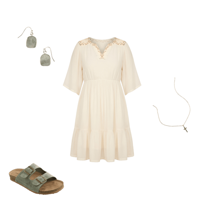 White Embroidered Notch Neck Mini Dress | maurices