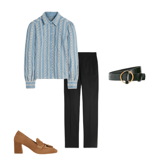 boden cigarette trousers Slim Leg Cotton Pants-Black