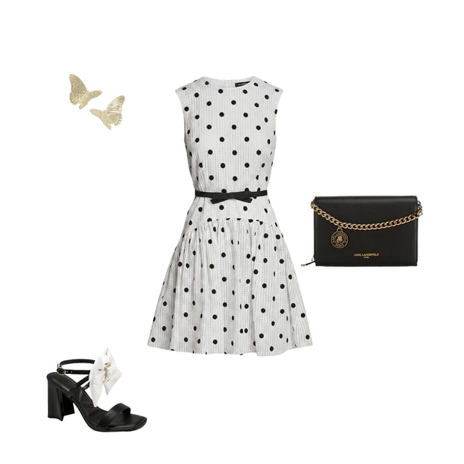 midi elegant floral dresses for wedding guests Pleated Hem T-Shirt Dress Black Women | KARL LAGERFELD main image 1