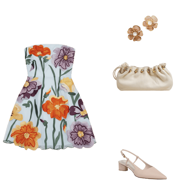 anthropologie strapless floral organza mini dress Acler Otley Strapless Organza Petals Mini Dress