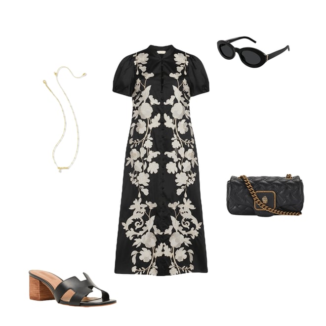 Mestiza New York Elliana Barong Floral Embroidery Mandarin Collar Short  Puff Sleeve Midi Dress | Dillard's