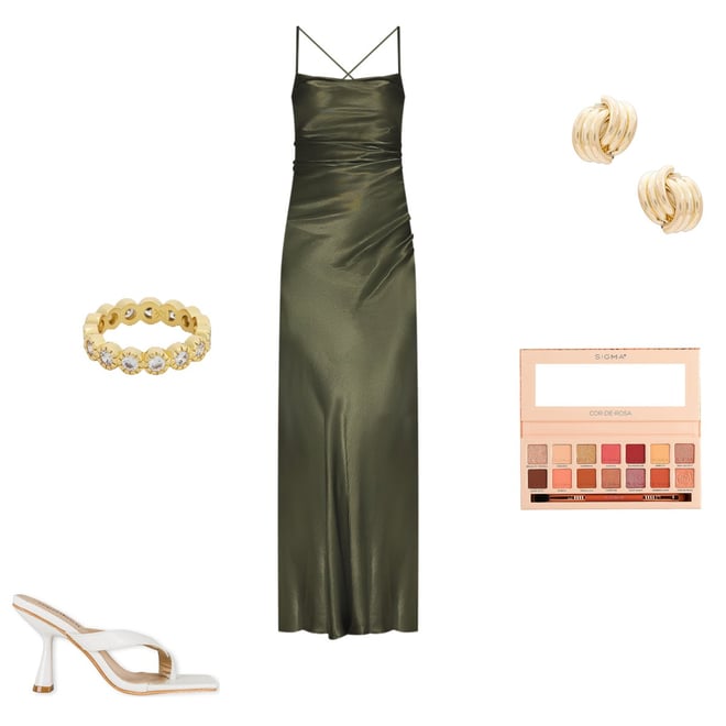 green emerald velvet dress Rent Shona Joy La Lune Lace Back Maxi Dress Forest main image 1