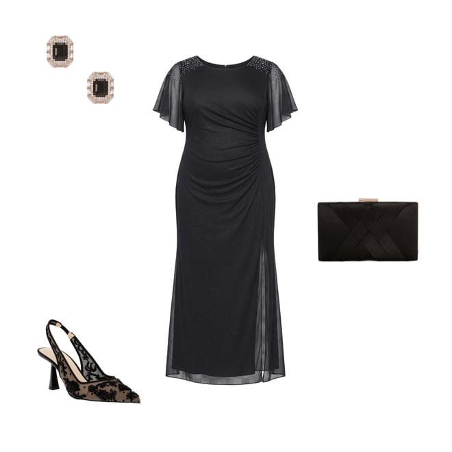 Ignite Evenings Plus Size Short Sleeve Round Neck Front Slit Glitter Jersey  Dress | Dillard's