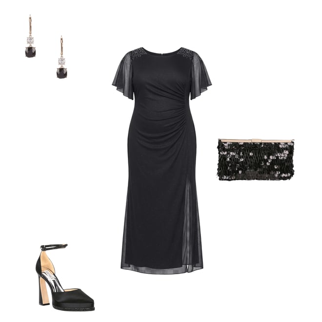 black jersey dress size 18 Dress Clearance Jersey Dress Size 18 Ignite Evenings Plus Size Short Sleeve  Round Neck Front Slit