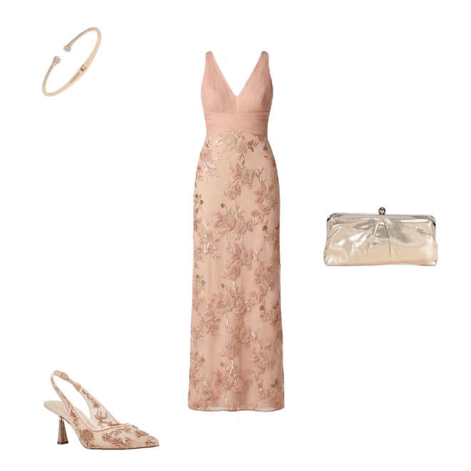Aidan Mattox Embroidered Mesh Long Dress | Dillard's