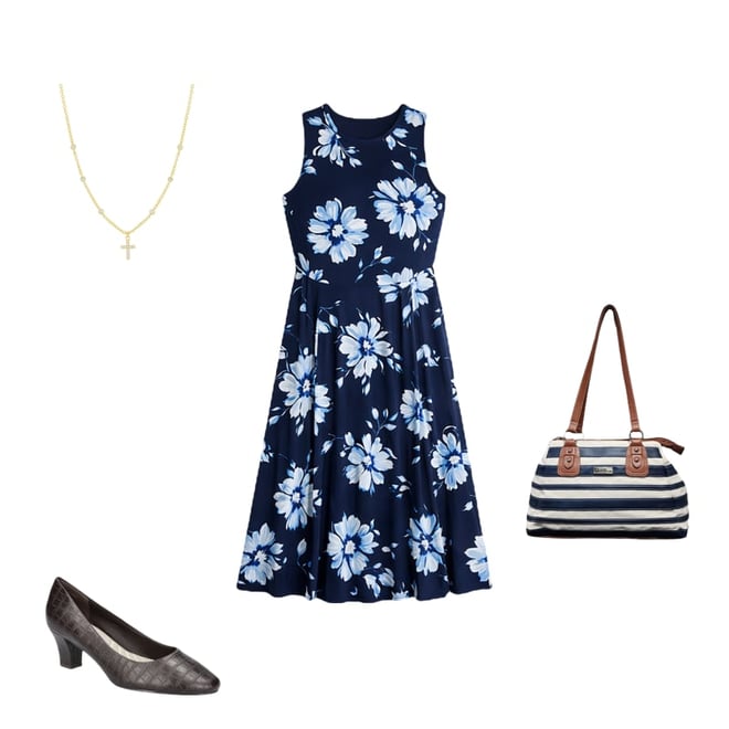 perceptions sleeveless floral midi fit flare dress Perceptions Dress Womens 12 Fit & Flare Lined Wide Strap Midi Multicolor  Floral