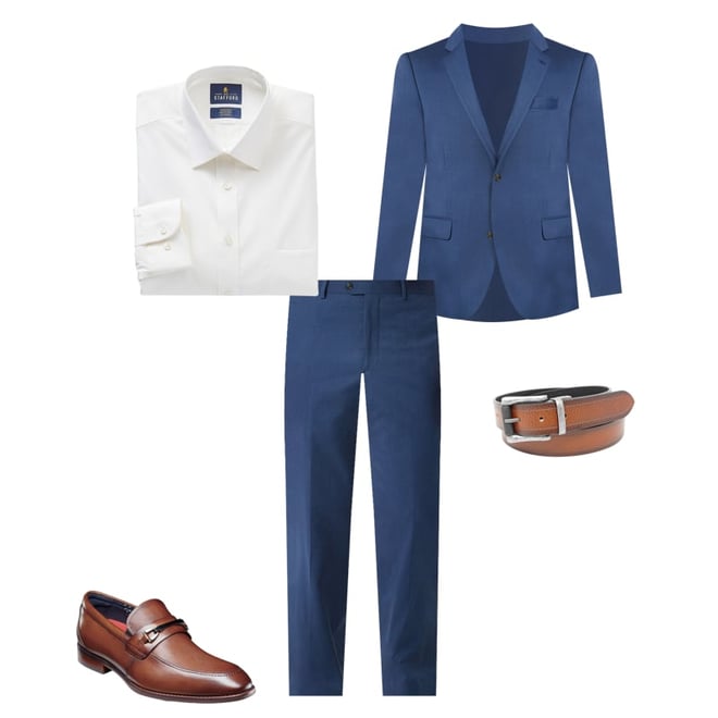 Stafford Birdseye Signature Coolmax All Season Mens Stretch Fabric