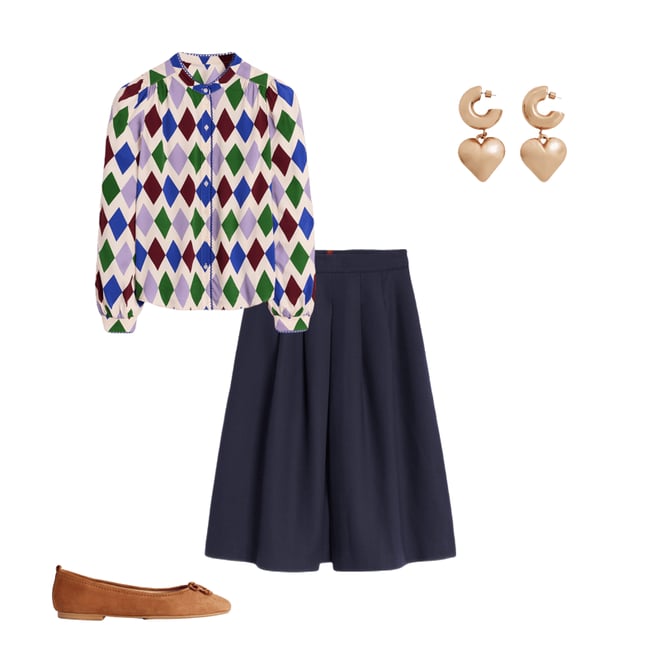 6th bundle featuring 3 items which compliment Pleat Detail Midi Skirt-Navy