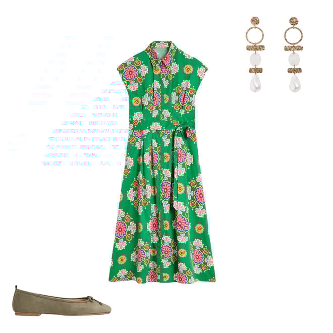 2nd bundle featuring 2 items which compliment Rachel Cotton Midi Shirt Dress-Rich Emerald, Meadow Posy