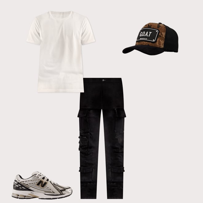 Smoke Rise Stacked Flared Waxed Cargo Jeans