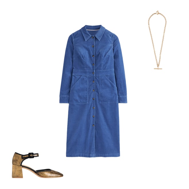 5th bundle featuring 2 items which compliment Flora Cord Midi Shirt Dress-True Navy
