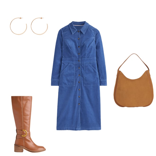 1st bundle featuring 3 items which compliment Flora Cord Midi Shirt Dress-True Navy