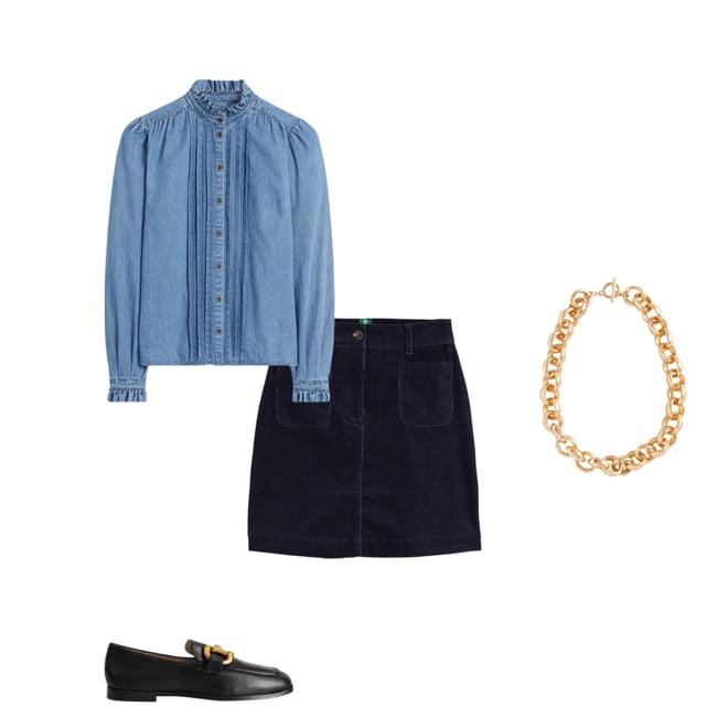 1st bundle featuring 3 items which compliment Estella Cord Skirt-Navy
