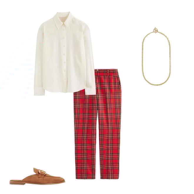 3rd bundle featuring 3 items which compliment Kew Wool Blend Trousers-Red and Blue Check