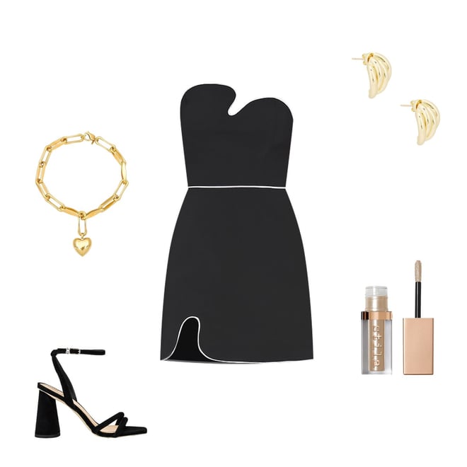 Amanda Uprichard Strapless Puzzle Dress in Black & White
