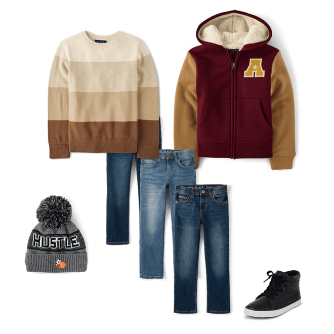 10th bundle featuring 4 items which compliment Boys Varsity Fleece Sherpa Lined Zip Up Hoodie