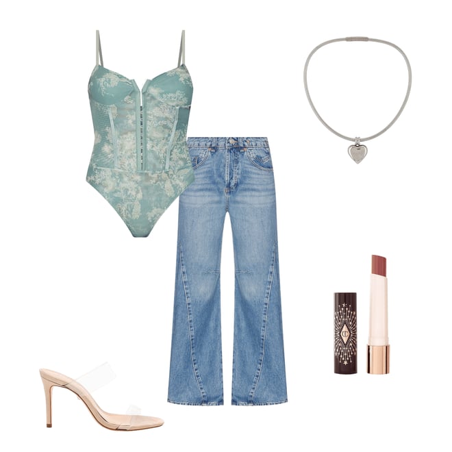 3rd bundle featuring 4 items which compliment x Intimately FP Night Rhythm Corset Bodysuit In Sage Combo