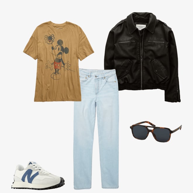 AE Vegan Leather Moto Bomber Jacket