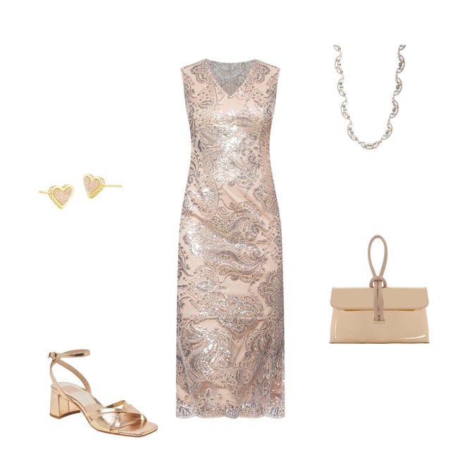 Marina Sleeveless V Neck Sequin Lace Midi Dress Dillard s