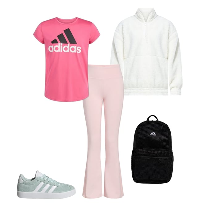 adidas Girls Mock Neck Lurex Sherpa Pullover Academy