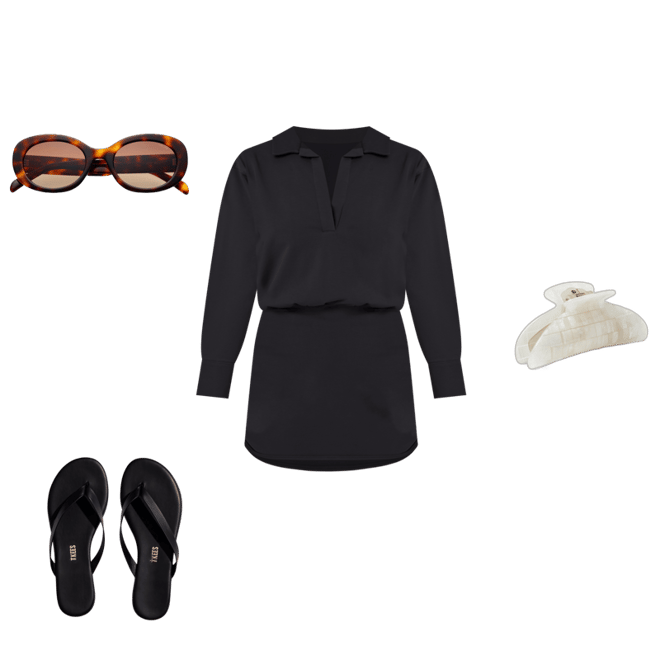 Black Long Sleeve Active Mini Dress | LSPACE Carson Dress