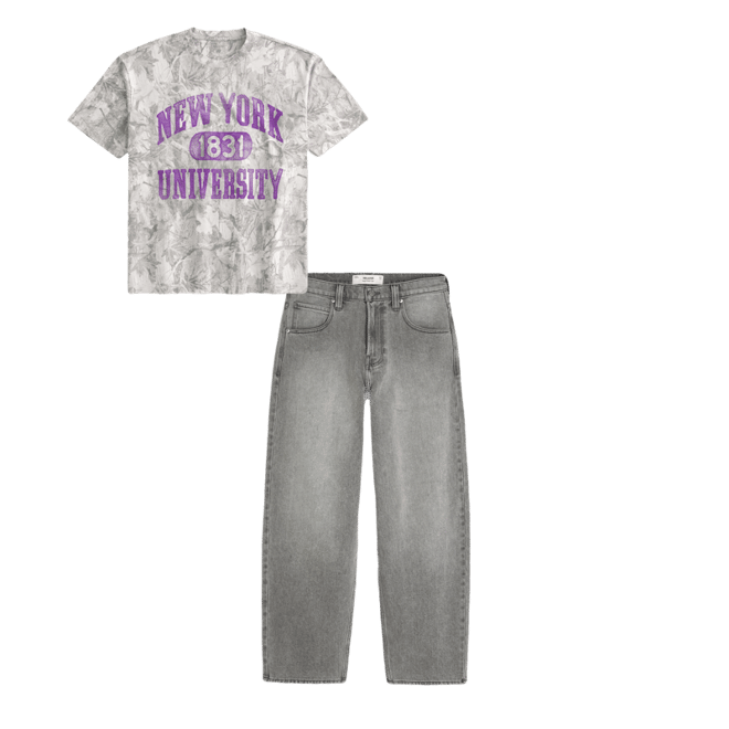 Boxy New York University Graphic Camo Tee