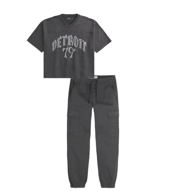 Heavyweight Baggy Crop Detroit Graphic Football T-Shirt