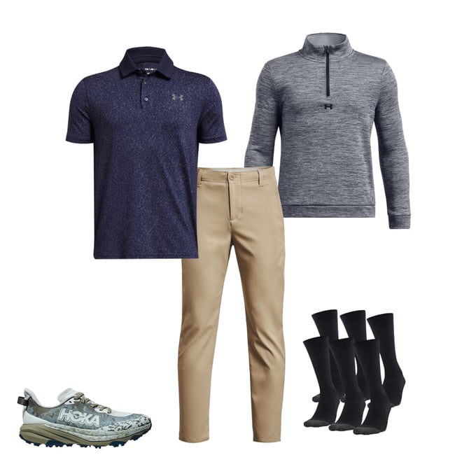 Under Armour Drive Midlayer Junior Golf Pullover - Steel/Pitch Grey