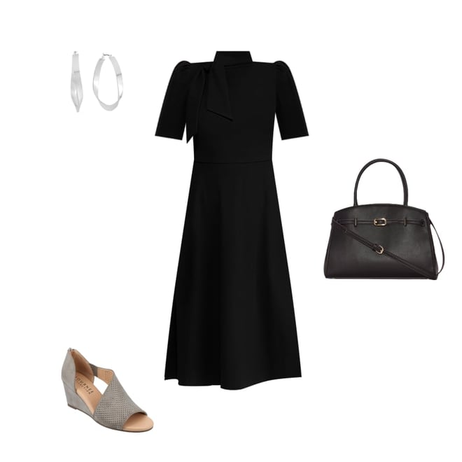 Ivy & Blue Short Sleeve Fit + Flare Dress, Color: Black - JCPenney