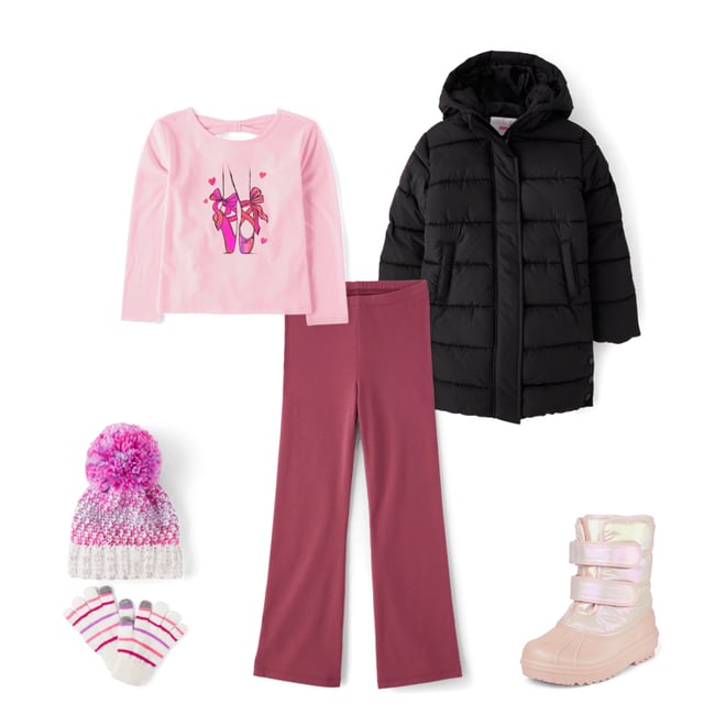 5th bundle featuring 4 items which compliment Girls Quilted Long Puffer Jacket
