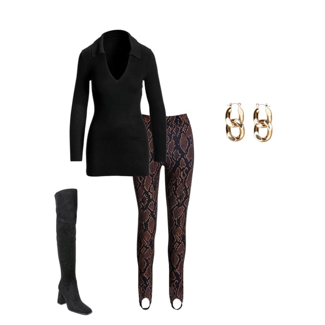 Aspen Spotted Snake Print Ponte Stirrup Legging Brown