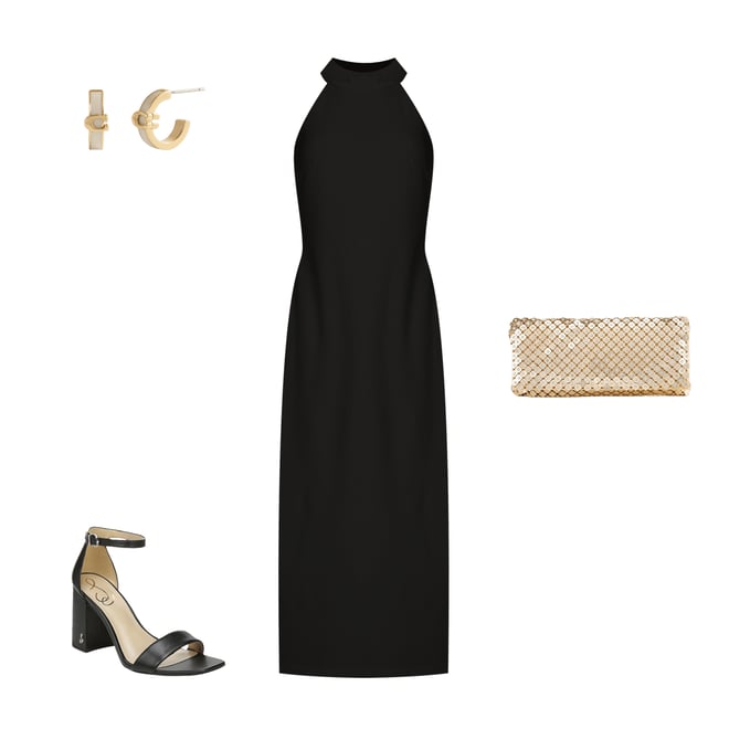 Belle by Badgley Mischka Reese Halter Neck Sleeveless Crepe Side Slit Gown  | Dillard's