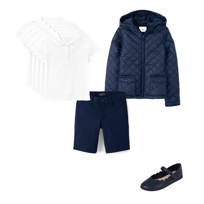 1st bundle featuring 3 items which compliment Girls Uniform Pique Polo 5-Pack