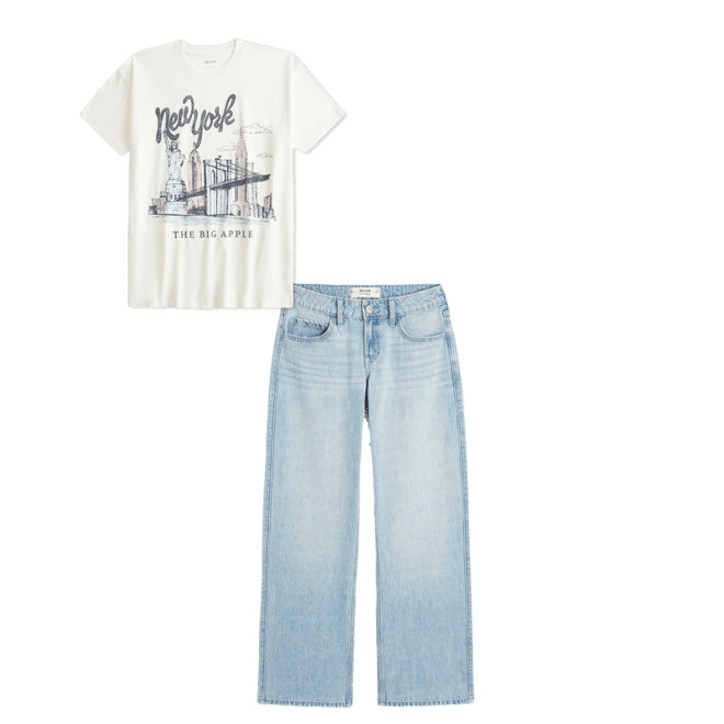 Low-Rise Light Wash Baggy Jeans