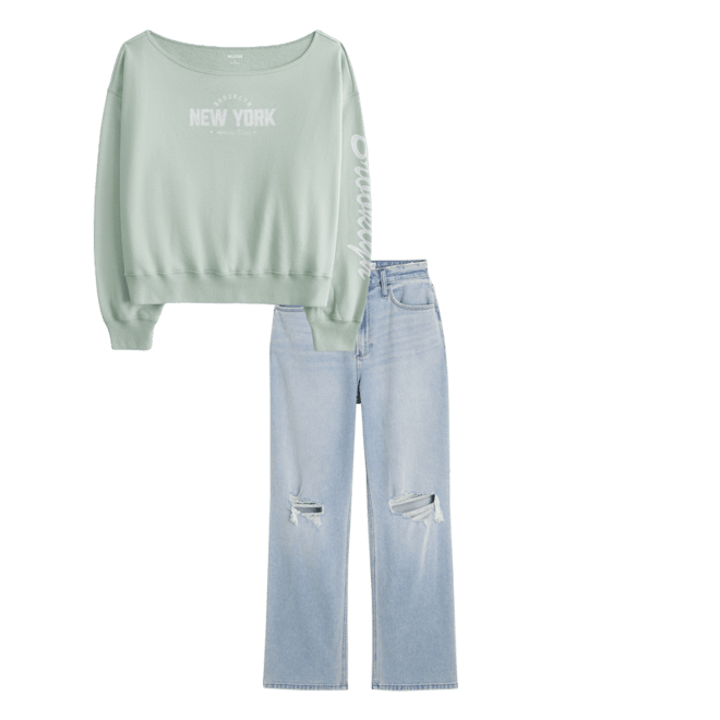 Easy Off-the-Shoulder Brooklyn Graphic Sweatshirt