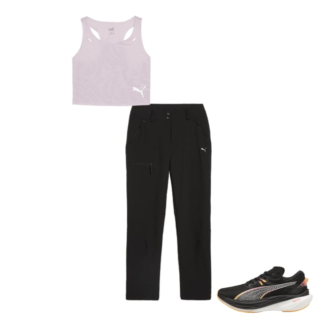 Pink puma logo exercise crop top grey... S main image 0