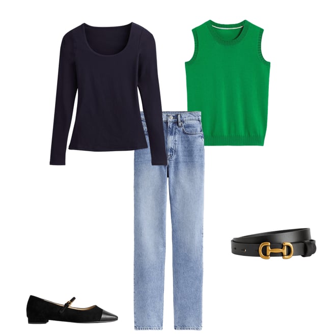 4th bundle featuring 4 items which compliment Double Layer Scoop Long Sleeve-Navy