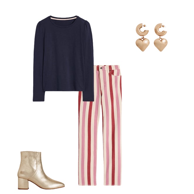 3rd bundle featuring 3 items which compliment High Rise Stripe Jeans-Red and Pink Wide Stripe